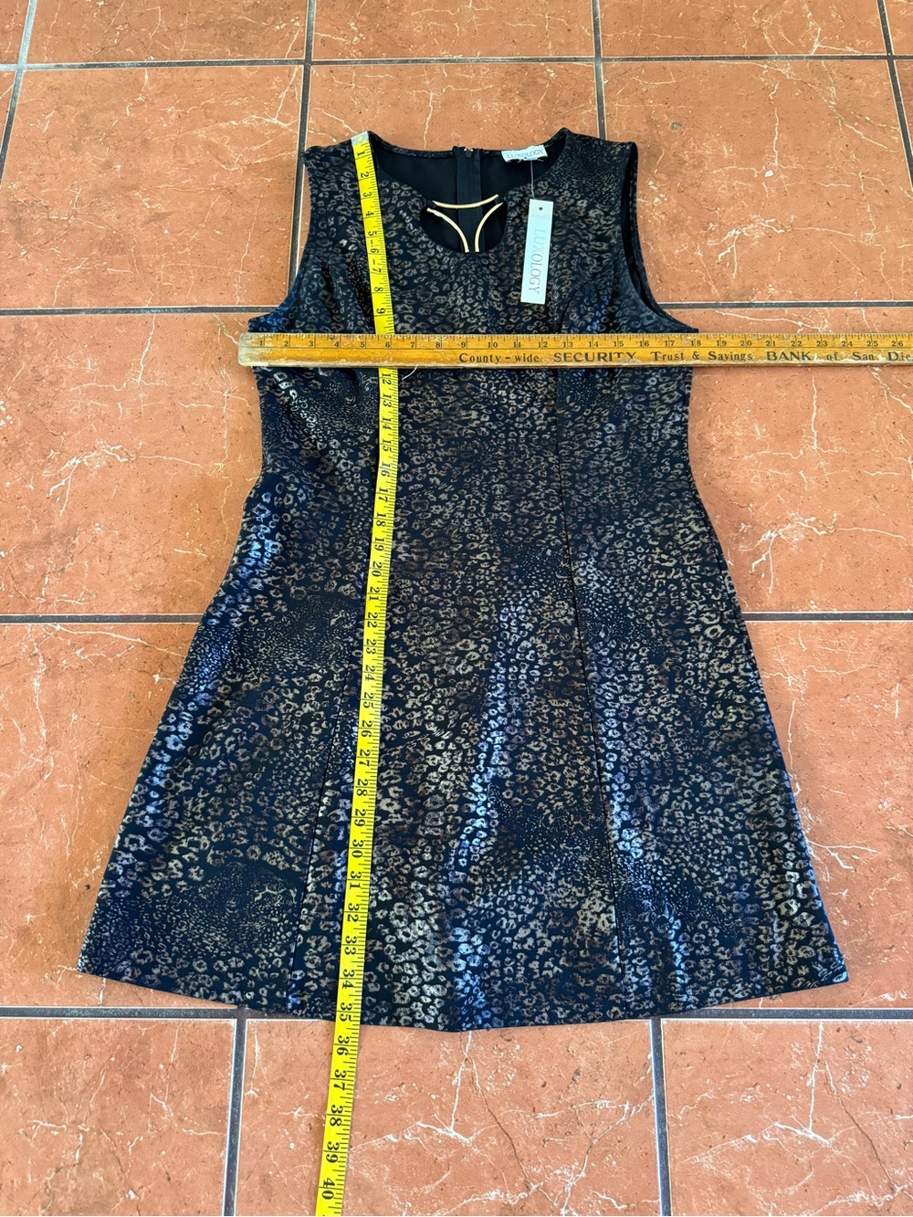 Luxology Black Metallic Leopard Print Mini Dress – Size L - Picture 6 of 7